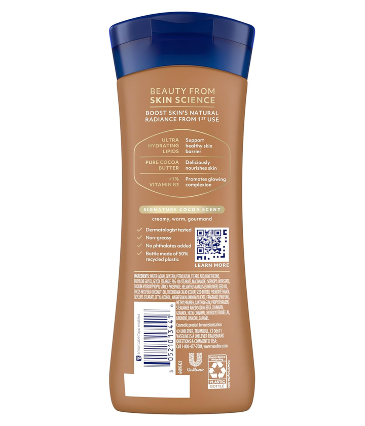 VASELINE INTENSIVE CARE BODY LOTION, COCOA RADIANT 72 HR – 295ML.