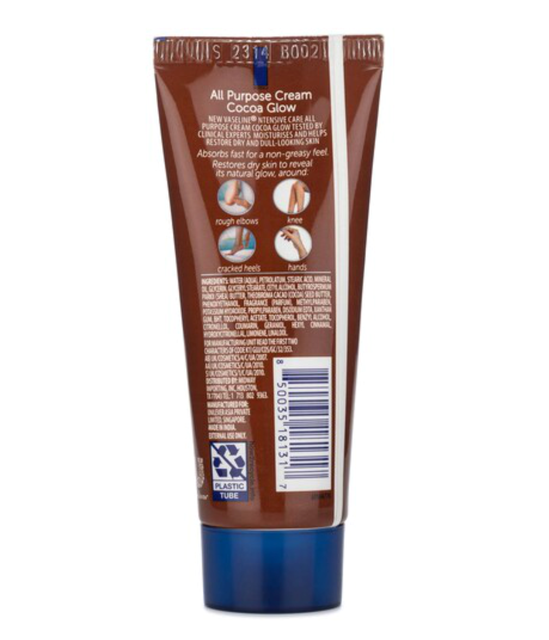 CREMA MULTIFUNCIONAL VASELINE COCOA INTENSIVE CARE, FRAGANCIA COCOA GLOW –  40ML.